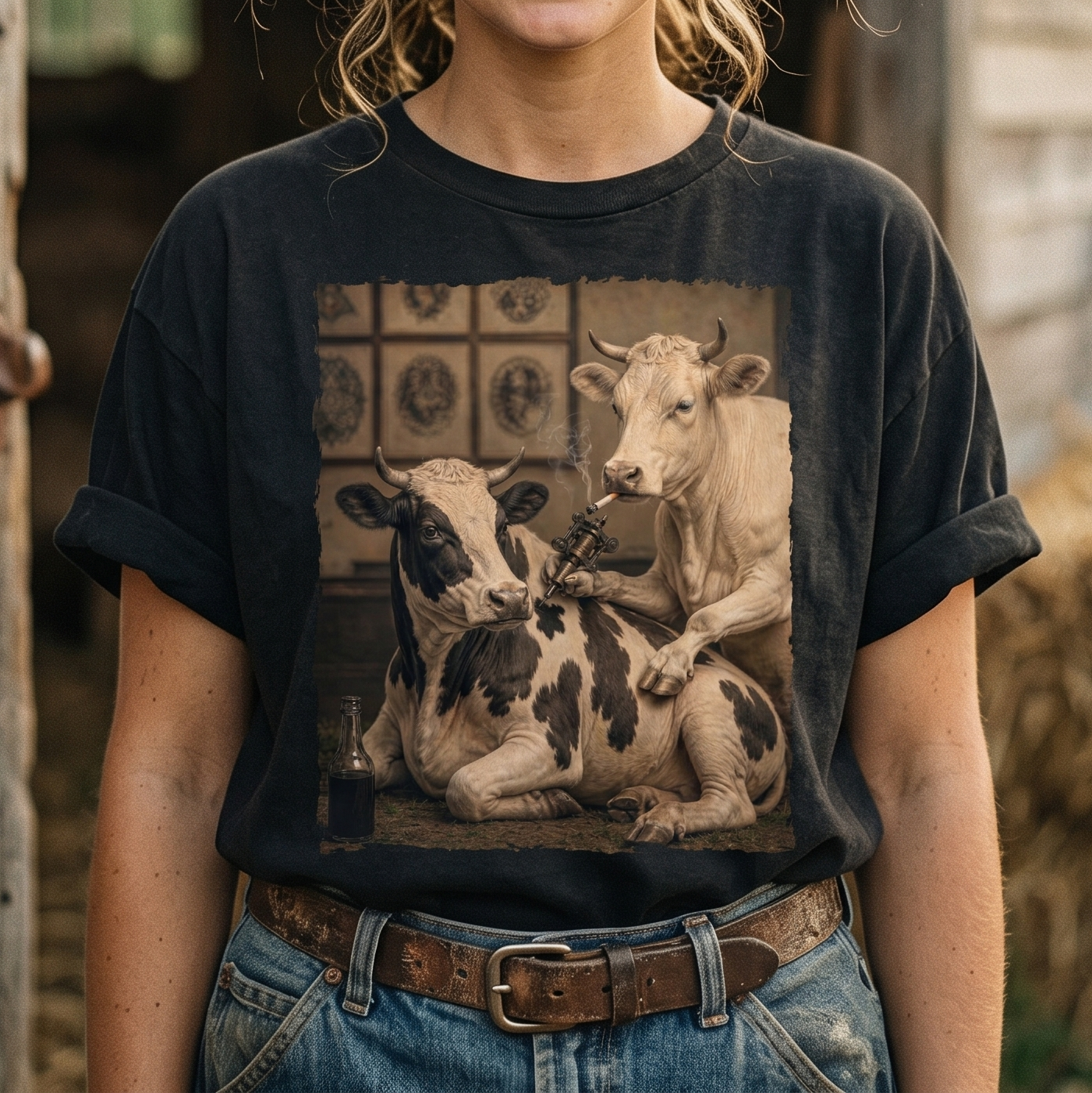 Cow Tattoo Artist Funny Meme Comfort Colors unisex T-Shirt