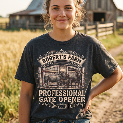 Personalized Family Name Farm Unisex T-Shirt Professional gate opener