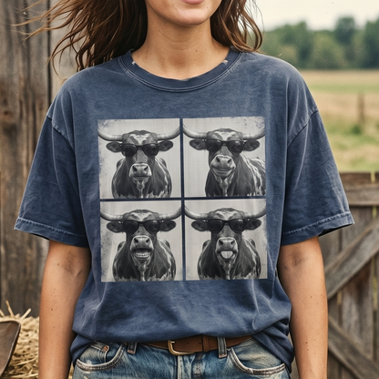 Photobooth Texas longhorn cattle Unisex T-Shirt,  Funny Cow Comfort Colors Shirt