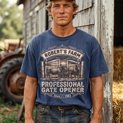 Personalized Family Name Farm Unisex T-Shirt Professional gate opener