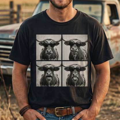 Photobooth Texas longhorn cattle Unisex T-Shirt,  Funny Cow Comfort Colors Shirt