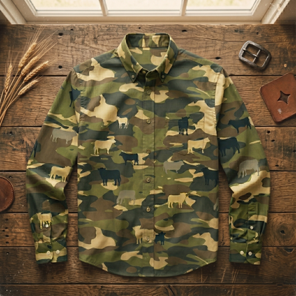 Army Cattle pattern - Men's Casual Long Sleeve Shirt