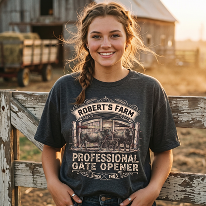 Personalized Family Name Farm Unisex T-Shirt Professional gate opener