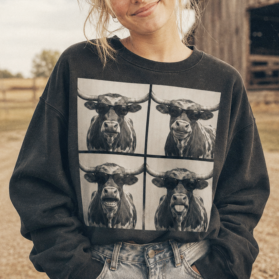 Photobooth Texas longhorn cattle Unisex T-Shirt,  Funny Cow Comfort Colors Shirt