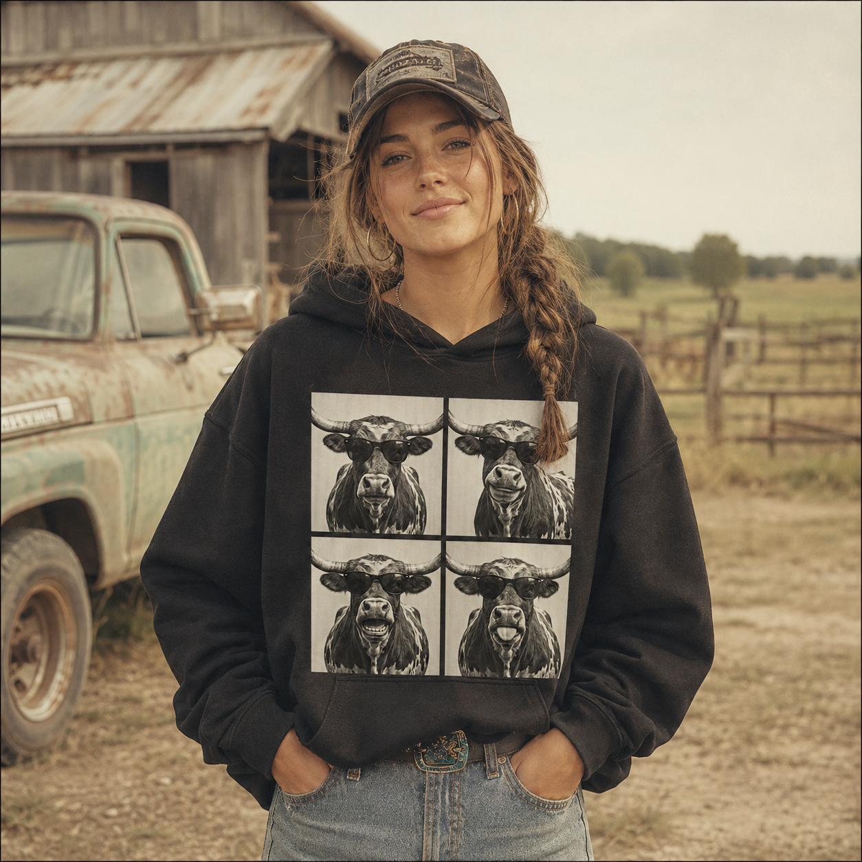 Photobooth Texas longhorn cattle Unisex T-Shirt,  Funny Cow Comfort Colors Shirt