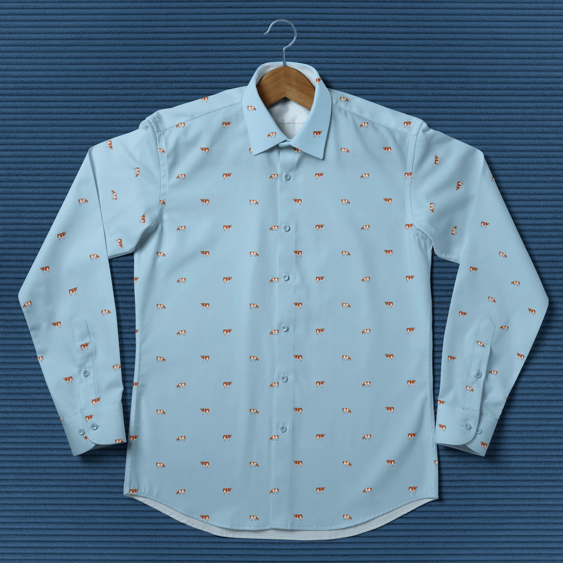 Guernsey cattle icon pattern - Men's Casual Long Sleeve Shirt - myfunfarm