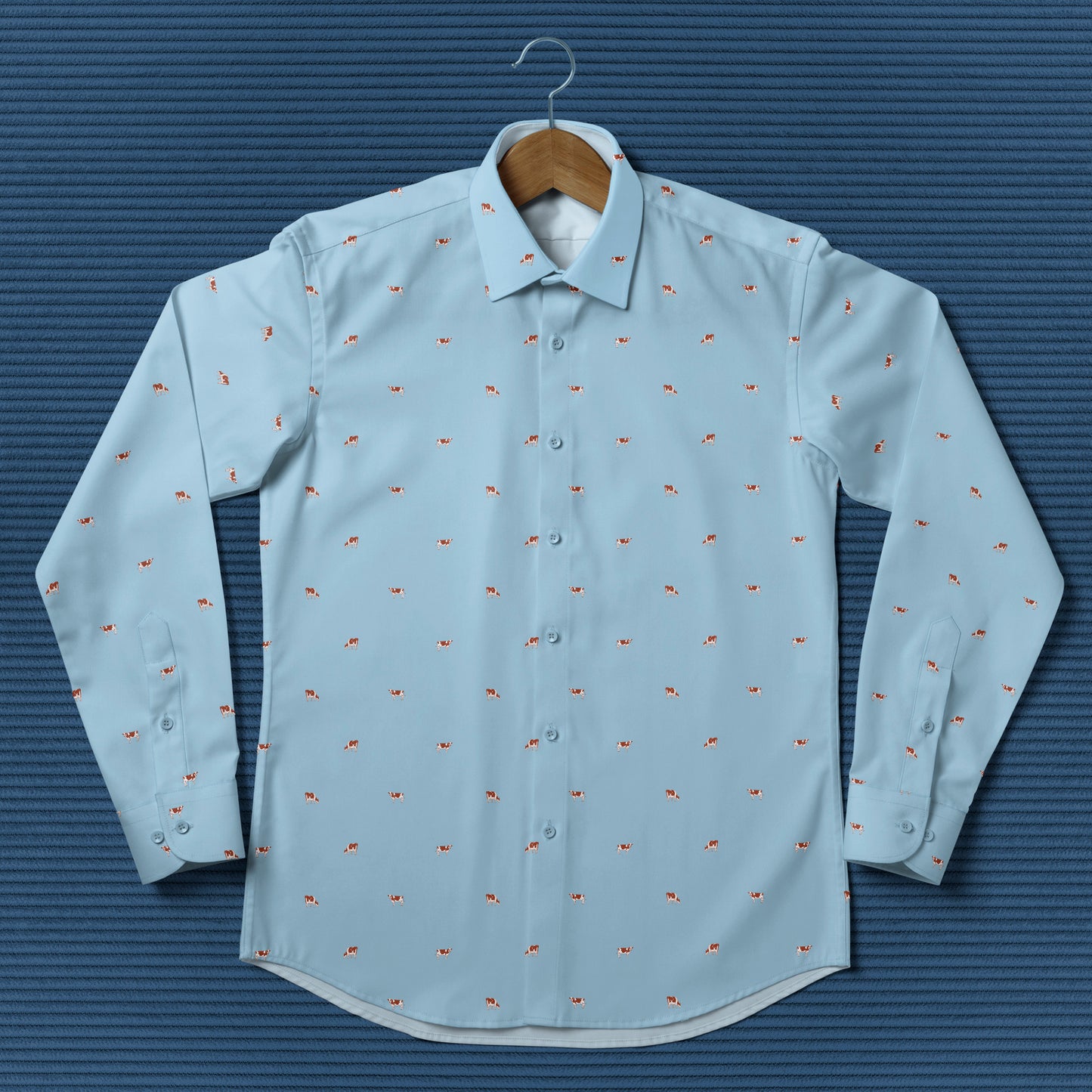 Ayrshires cattle icon pattern - Men's Casual Long Sleeve Shirt - myfunfarm