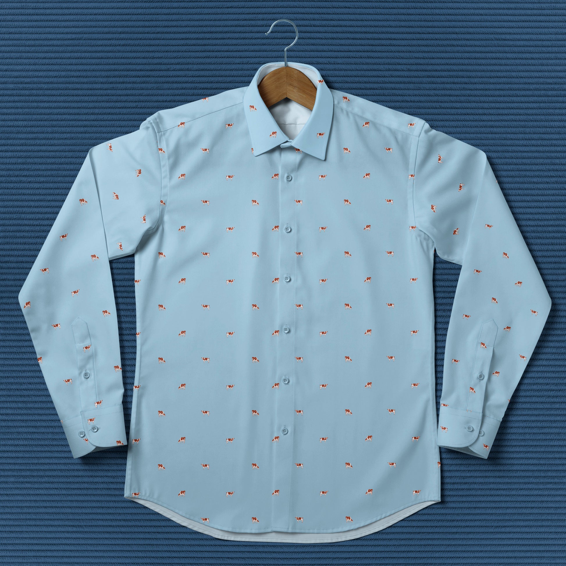 Ayrshires cattle icon pattern - Men's Casual Long Sleeve Shirt - myfunfarm