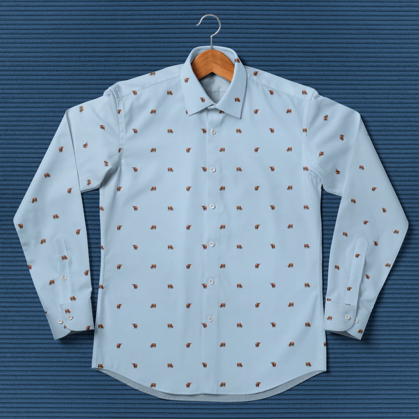 Highland cattle pattern - Men's Casual Long Sleeve Shirt - myfunfarm