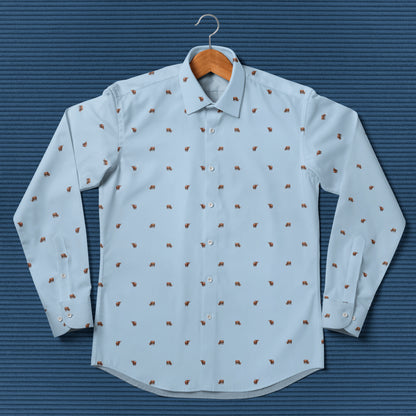Highland cattle pattern - Men's Casual Long Sleeve Shirt - myfunfarm