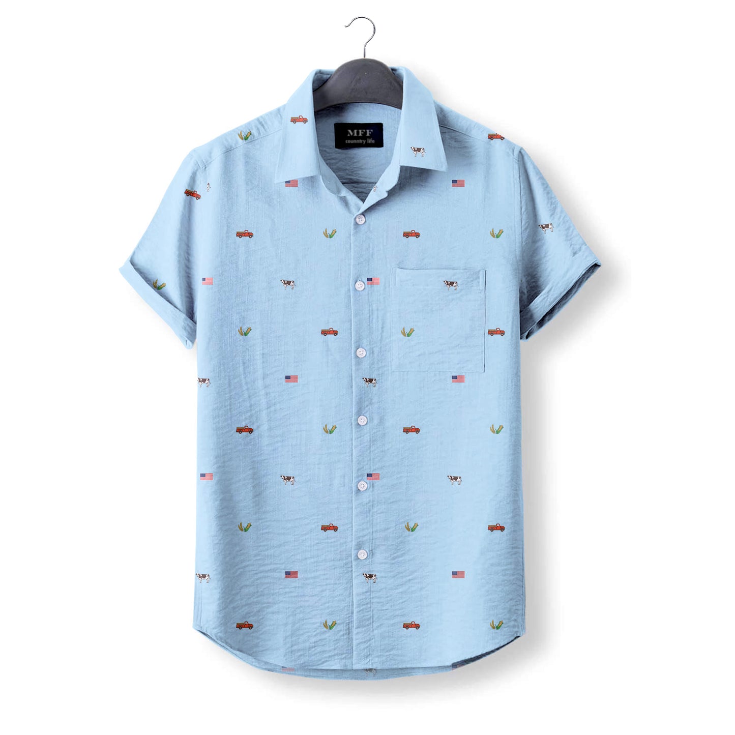 American Farmer Pattern- Button Down Shirts for farmers