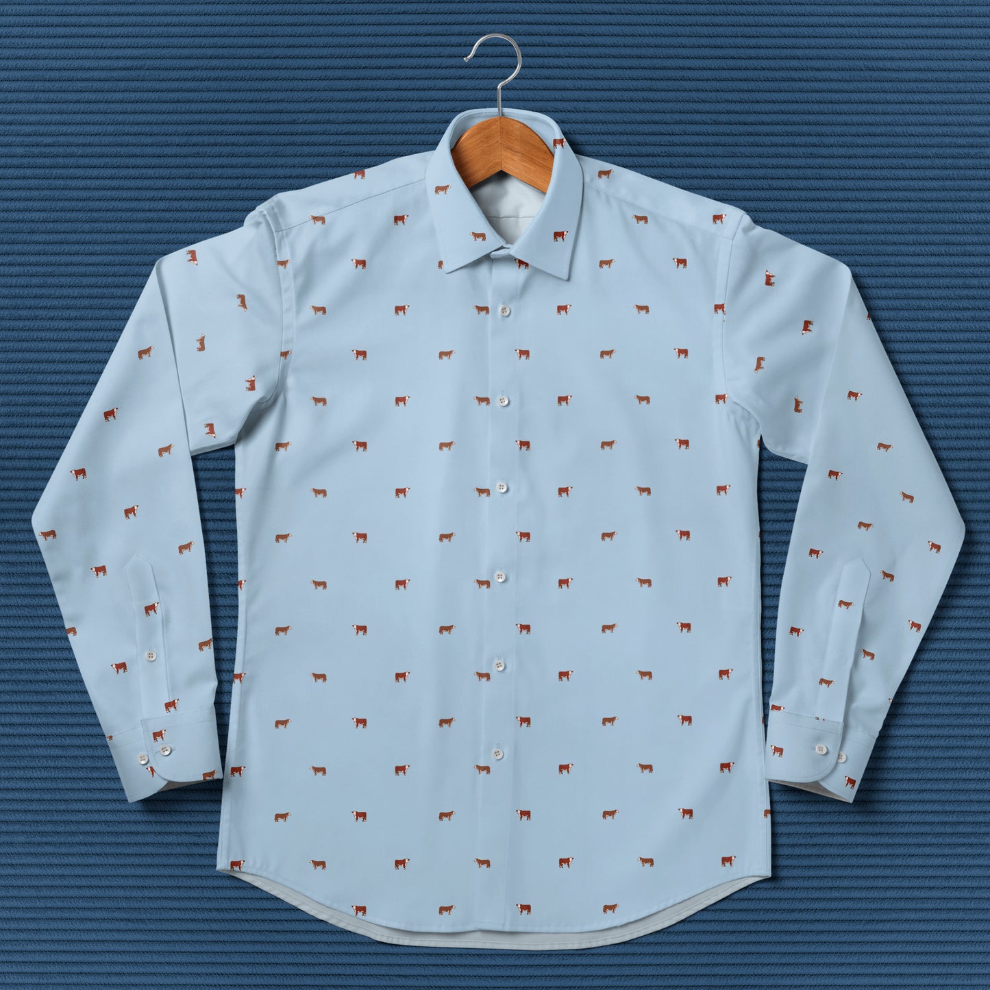 Hereford cattle icon pattern - Men's Casual Long Sleeve Shirt - myfunfarm