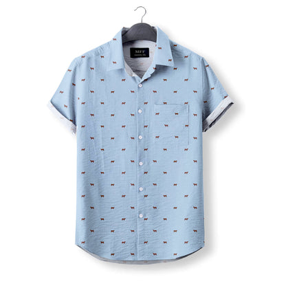 Red angus cattle icon pattern Women's Mock Linen Shirts for farmers - myfunfarm