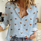 Rhode Island Red Chicken pattern Women's Mock Linen Shirts
