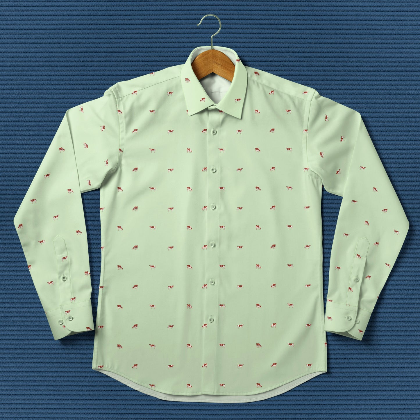 Ayrshires cattle icon pattern - Men's Casual Long Sleeve Shirt - myfunfarm