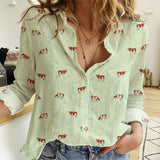 Guernsey cattle icon pattern Women's Mock Linen Shirts for farmers