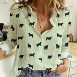 Brangus Cattle icon pattern Women's Mock Linen Shirts for farmers