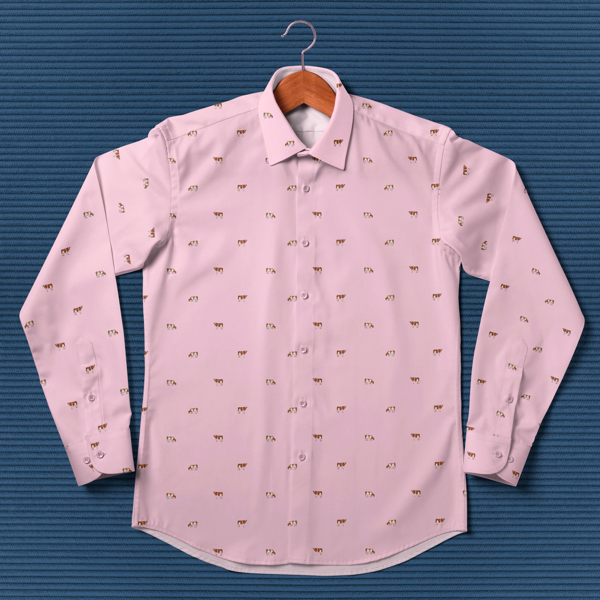 Guernsey cattle icon pattern - Men's Casual Long Sleeve Shirt - myfunfarm