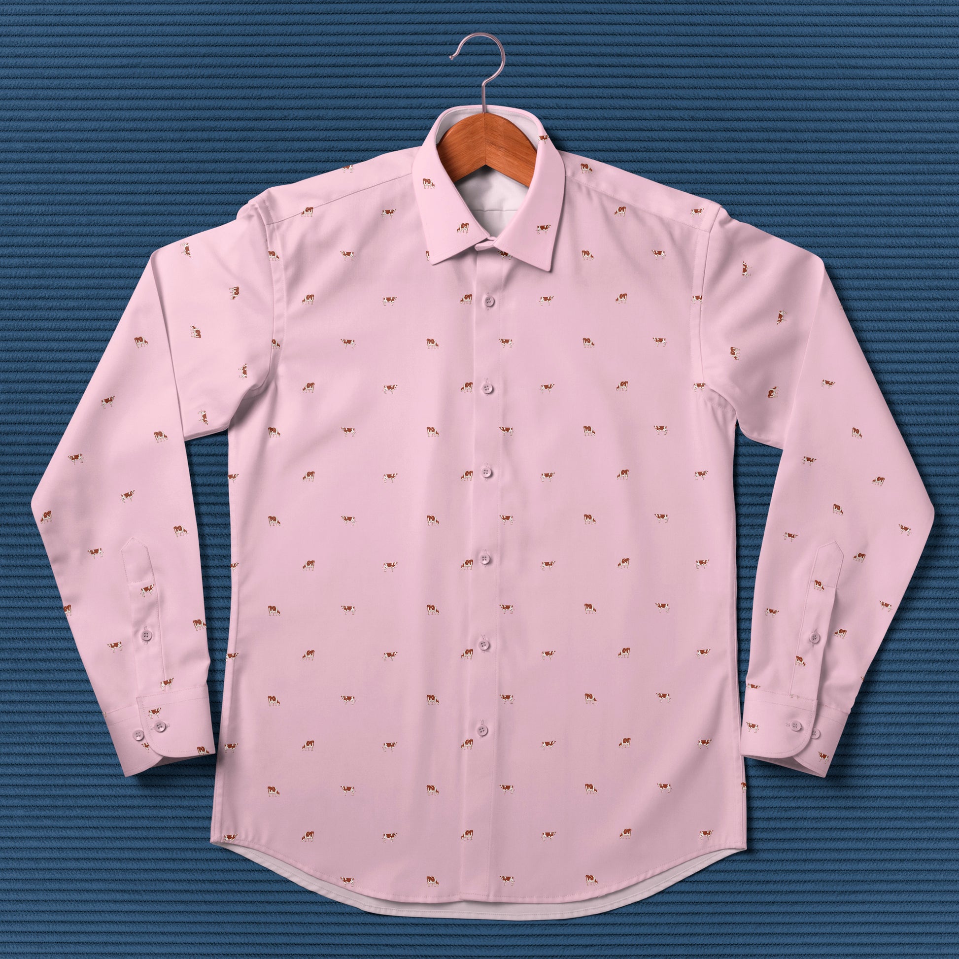 Ayrshires cattle icon pattern - Men's Casual Long Sleeve Shirt - myfunfarm