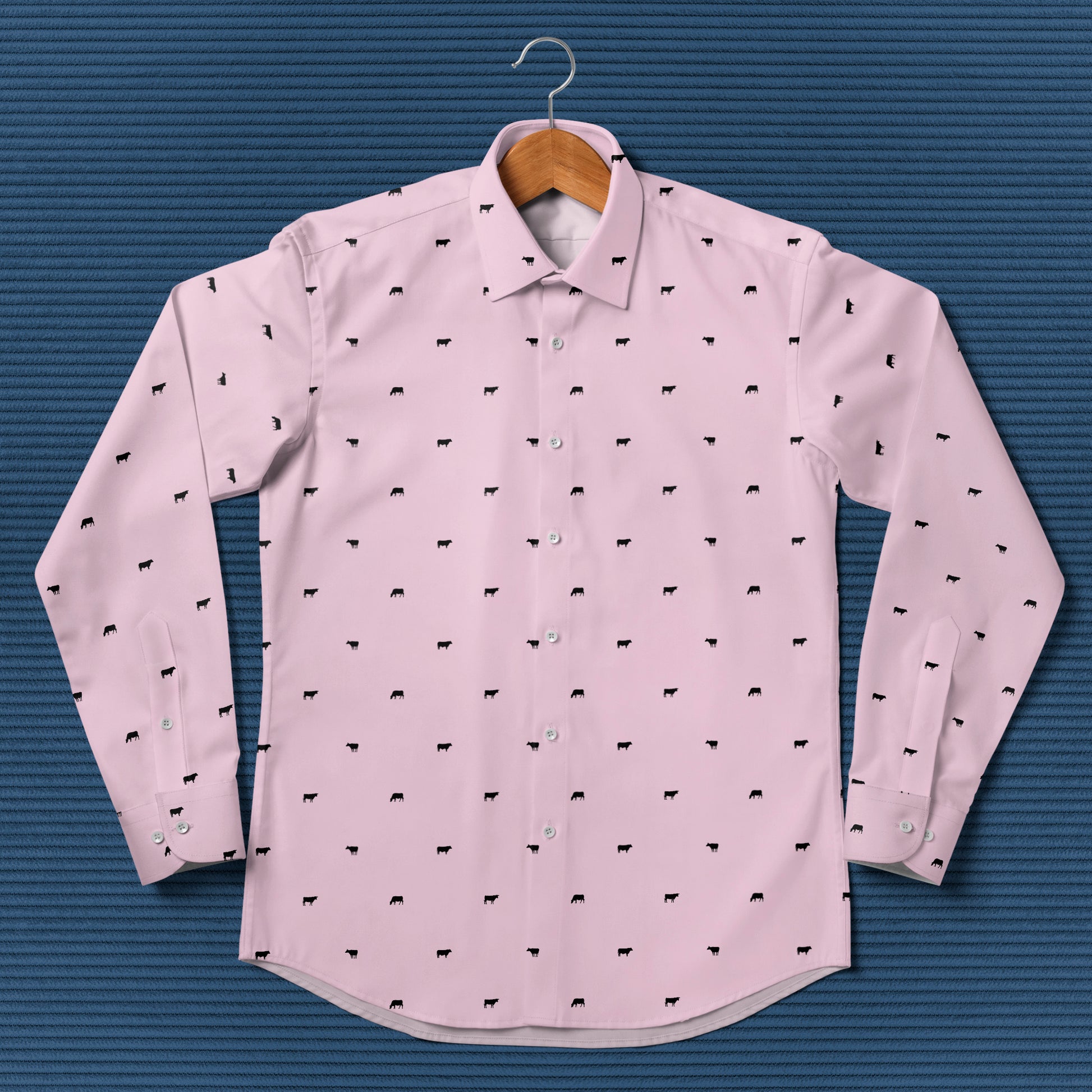 Cattle icon pattern - Men's Casual Long Sleeve Shirt - myfunfarm