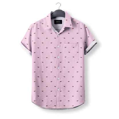 Red angus cattle icon pattern Women's Mock Linen Shirts for farmers - myfunfarm
