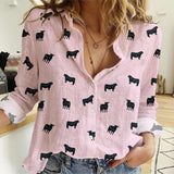 Brangus Cattle icon pattern Women's Mock Linen Shirts for farmers