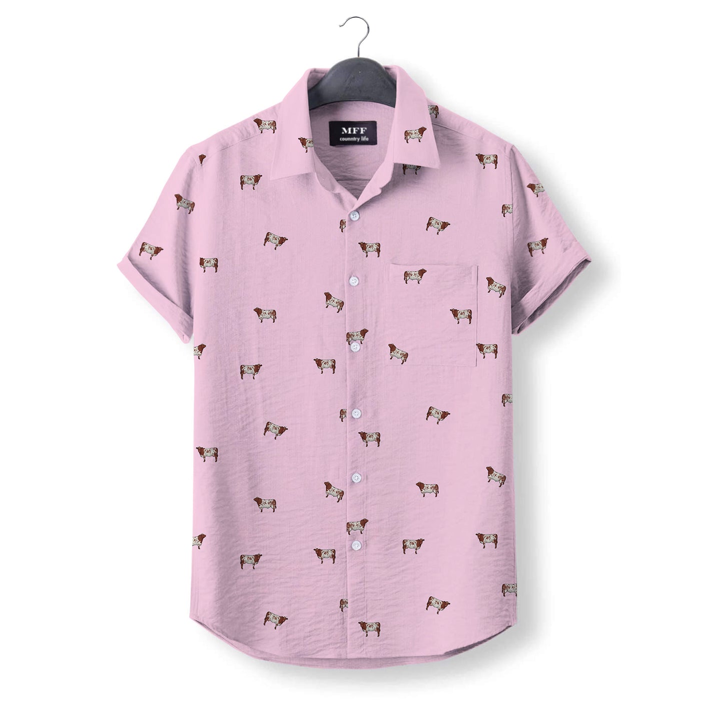 Shorthorn cattle cattle icon pattern - Button Down Shirts for farmers