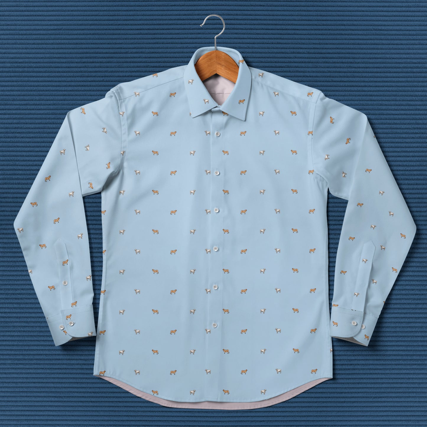 Brahman cattle icon pattern - Men's Casual Long Sleeve Shirt - myfunfarm