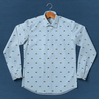 Tractor pattern - Men's Casual Long Sleeve Shirt - myfunfarm