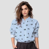 Cattle icon pattern -Women's Linen Shirts for farmers