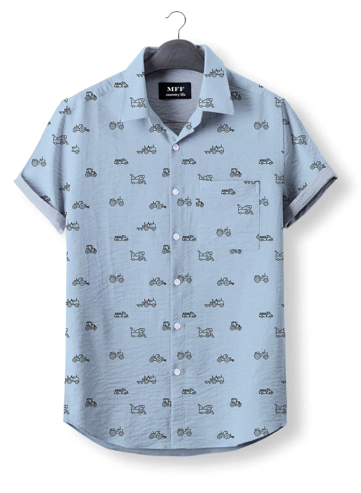 Tractor icon pattern - Button Down Shirts - myfunfarm