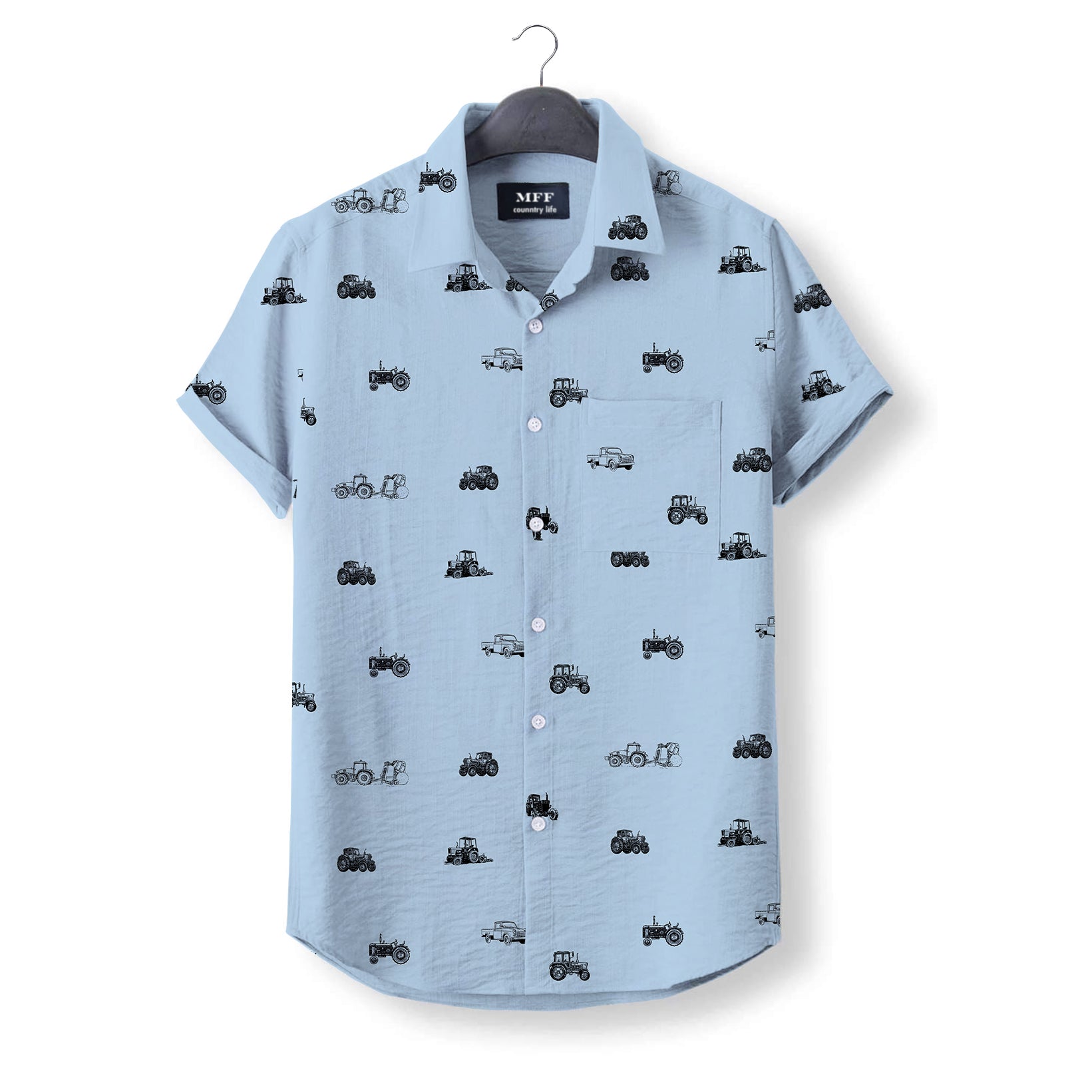 Tractors icon pattern - Button Down Shirts for farmers - myfunfarm