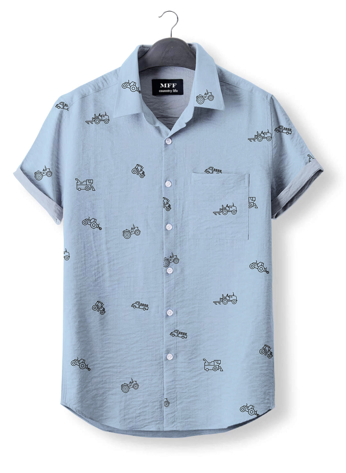Tractor icon pattern - Button Down Shirts - myfunfarm