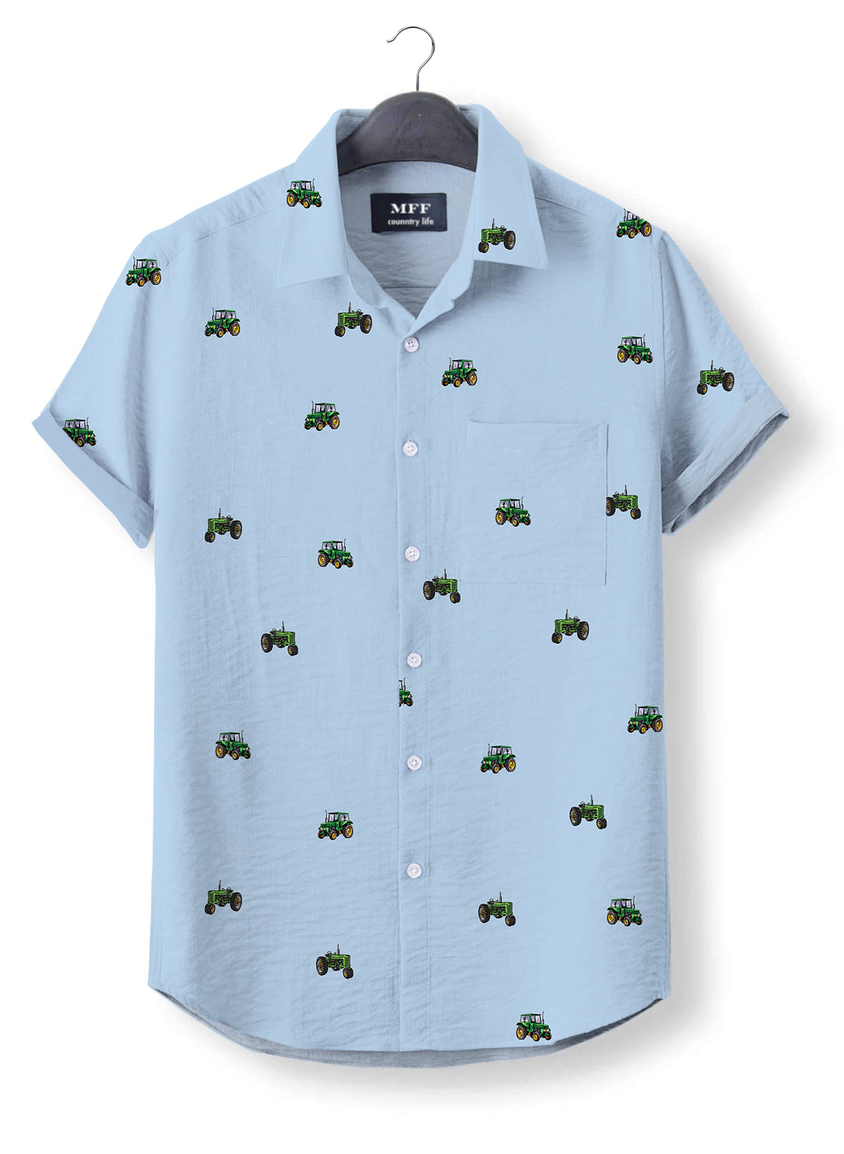 Green tractor icon pattern - Button Down Shirts for farmers - myfunfarm