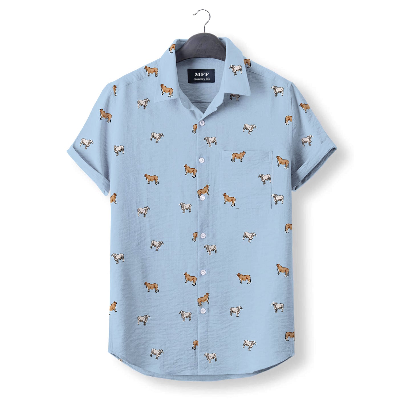 Brahman cattle icon pattern - Button Down Shirts for farmers - myfunfarm