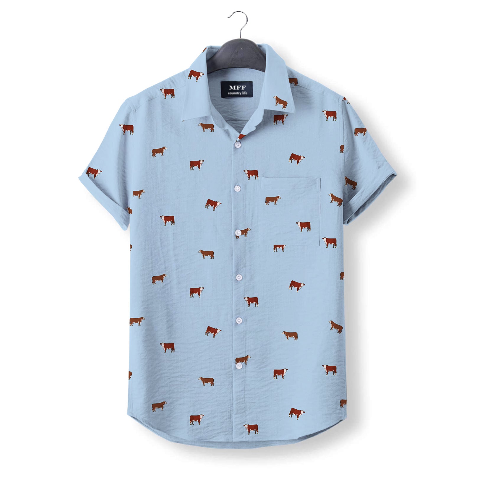 Hereford cattle icon pattern - Button Down Shirts for farmers - myfunfarm