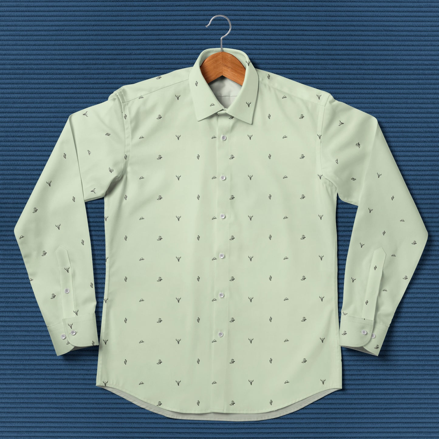 Texas Western pattern - Men's Casual Long Sleeve Shirt - myfunfarm