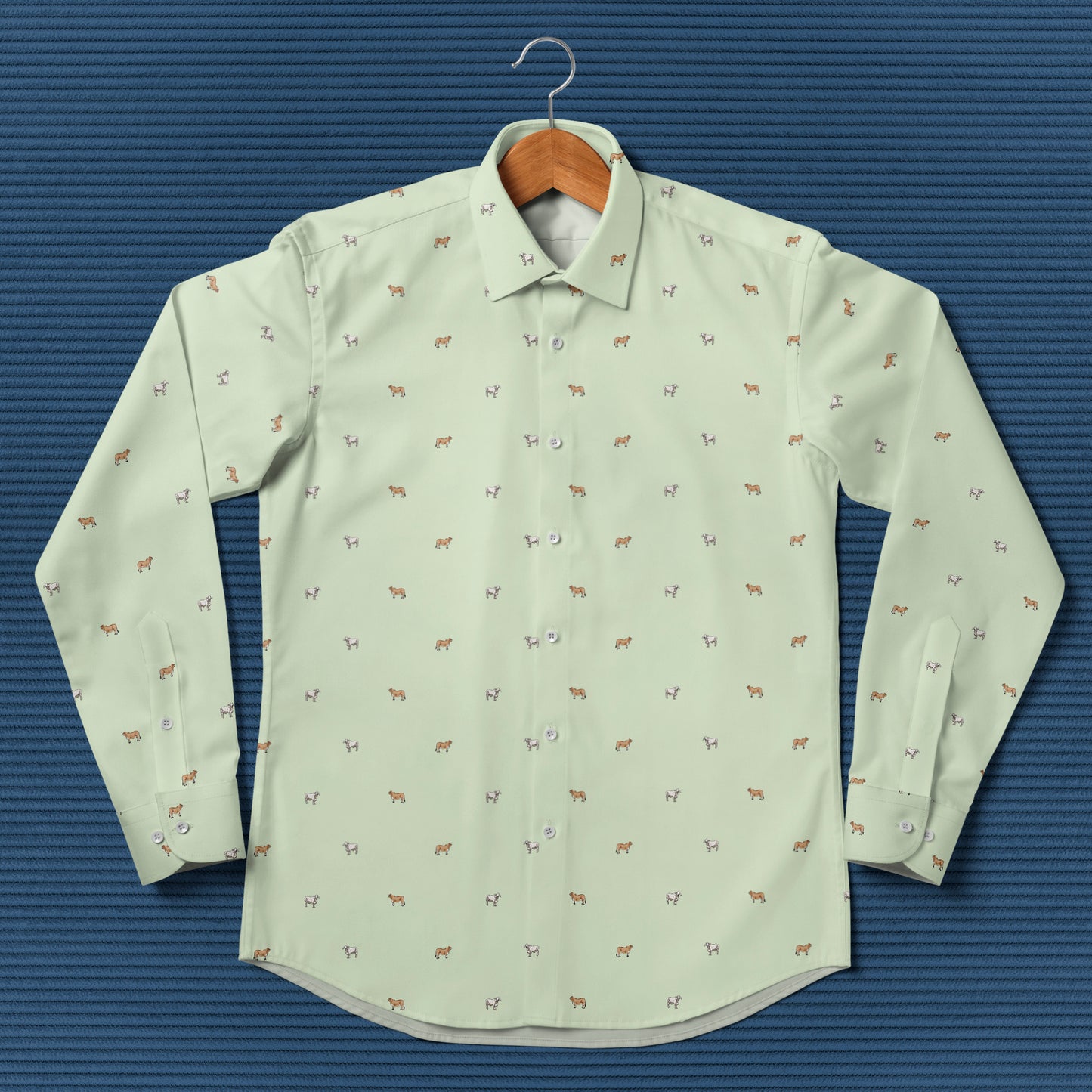 Brahman cattle icon pattern - Men's Casual Long Sleeve Shirt - myfunfarm