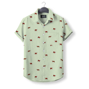Hereford cattle icon pattern - Button Down Shirts for farmers