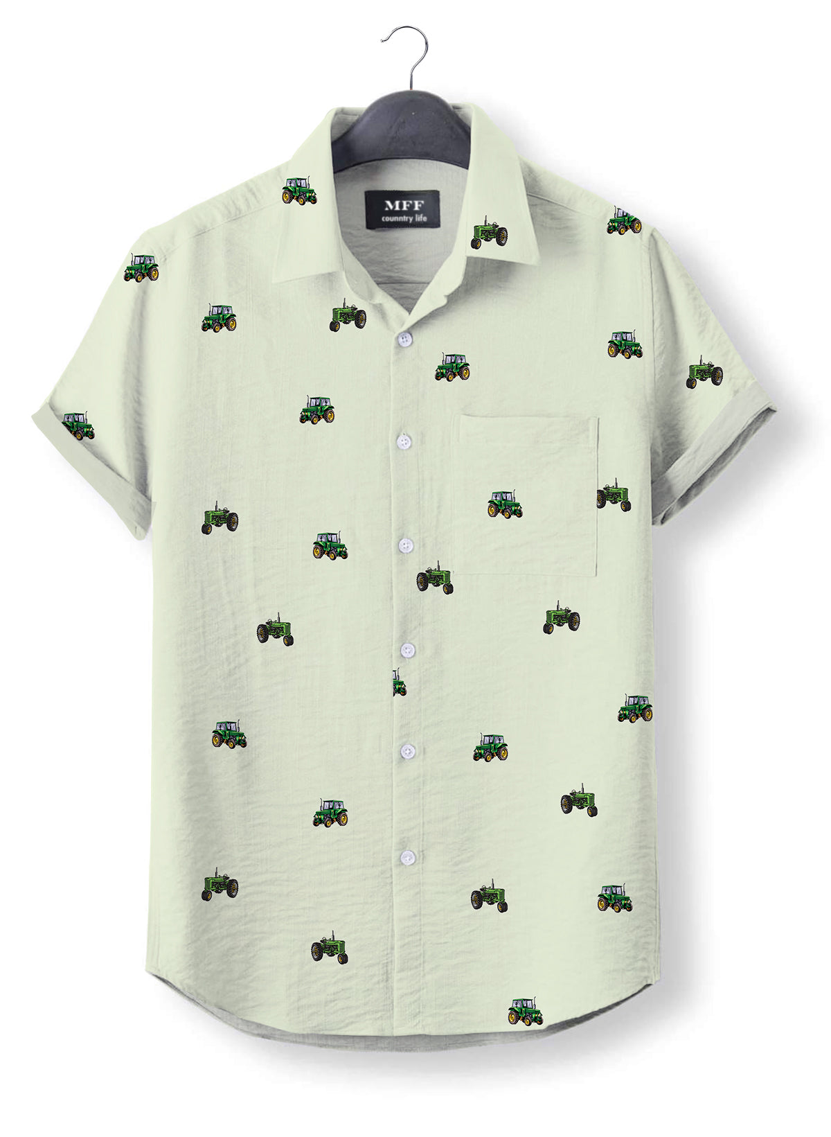 Green tractor icon pattern - Button Down Shirts for farmers - myfunfarm
