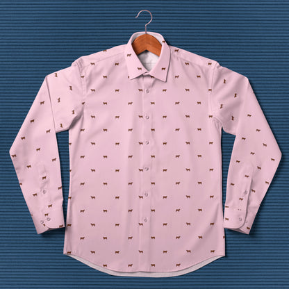 Red angus cattle icon pattern - Men's Casual Long Sleeve Shirt - myfunfarm