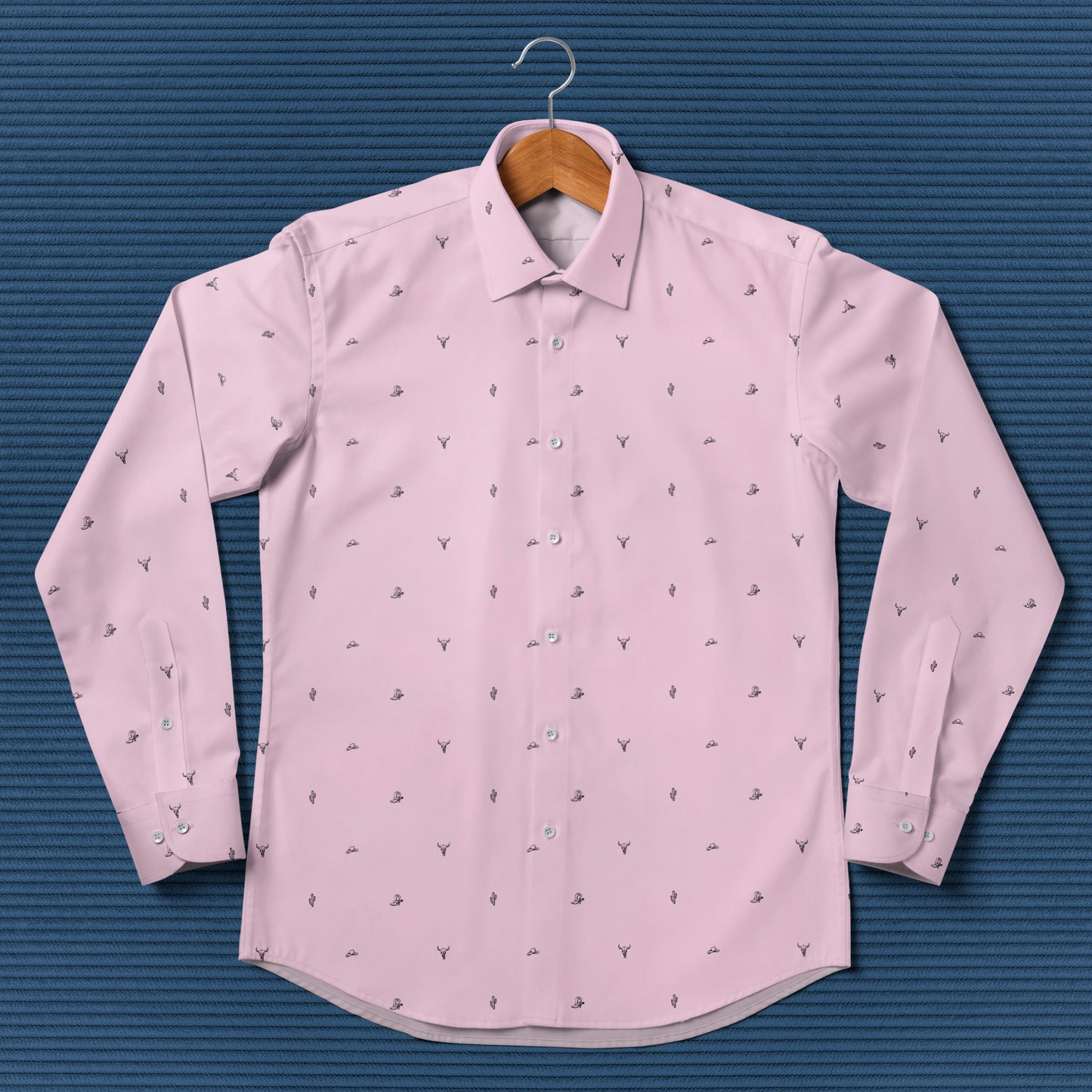 Texas Western pattern - Men's Casual Long Sleeve Shirt - myfunfarm