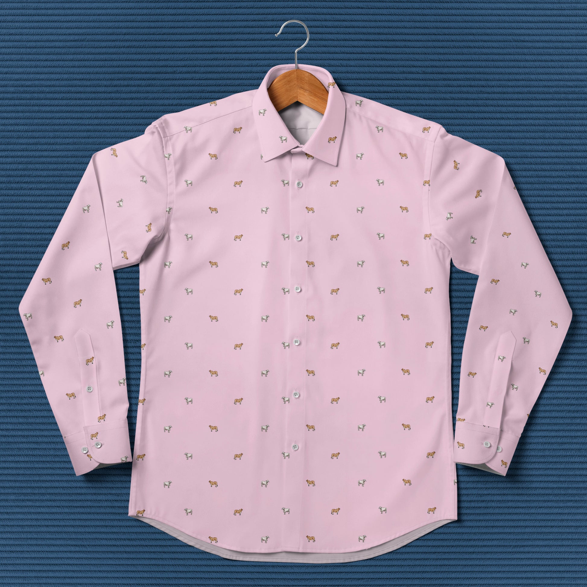 Brahman cattle icon pattern - Men's Casual Long Sleeve Shirt - myfunfarm