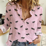 Berkshire pig icon pattern Women's Linen Shirts