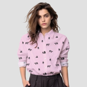 Cattle icon pattern -Women's Linen Shirts for farmers