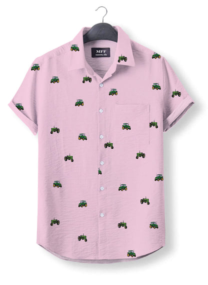Green tractor icon pattern - Button Down Shirts for farmers - myfunfarm