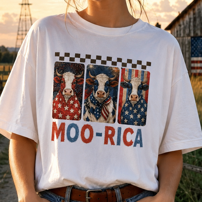 Cattle Moo-rica Flag painting, 4th of July Patriotic Gifts for Farmer