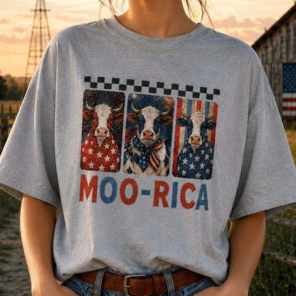 Cattle Moo-rica Flag painting, 4th of July Patriotic Gifts for Farmer