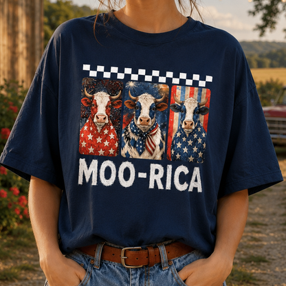 Cattle Moo-rica Flag painting, 4th of July Patriotic Gifts for Farmer