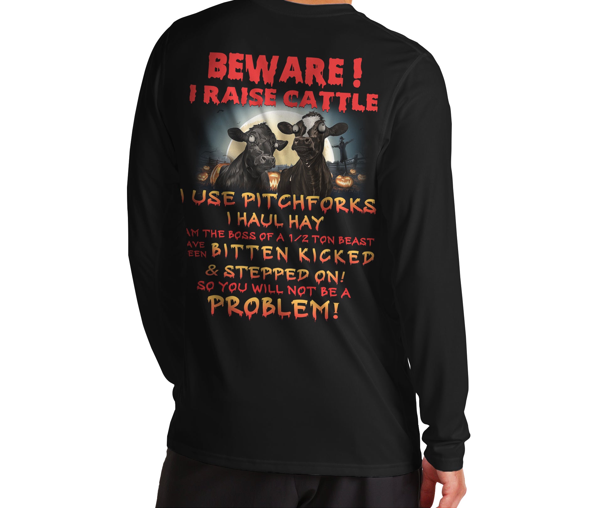 Beware i raise cattle - unisex  t-shirt , Hoodies, sweatshirt Halloween for farmer - myfunfarm